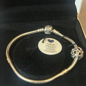 Pandora Silver Bracelet with Openwork Heart Charm - Silver